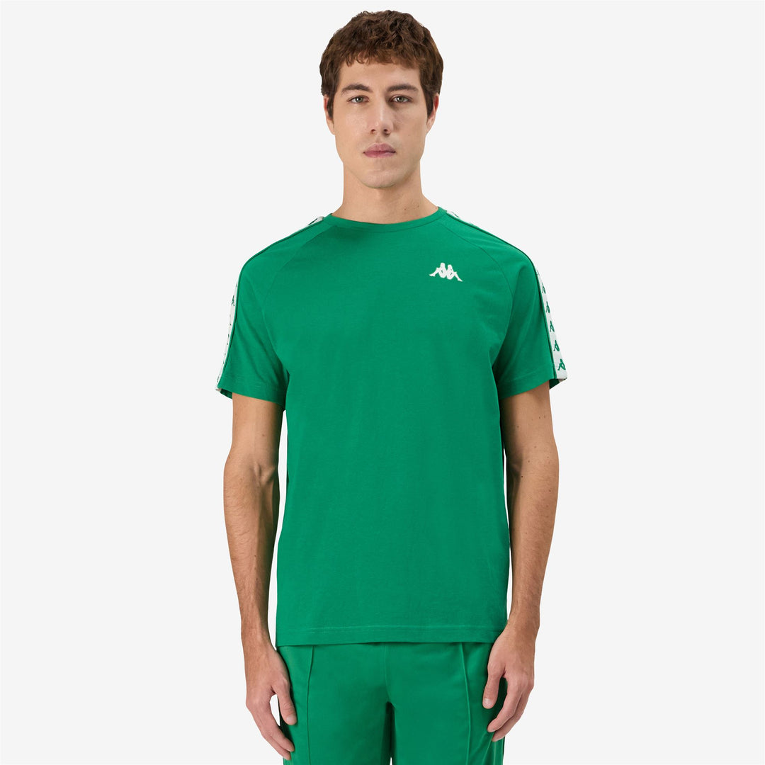 T-shirt de sport vert pour homme, coupe ajustée main