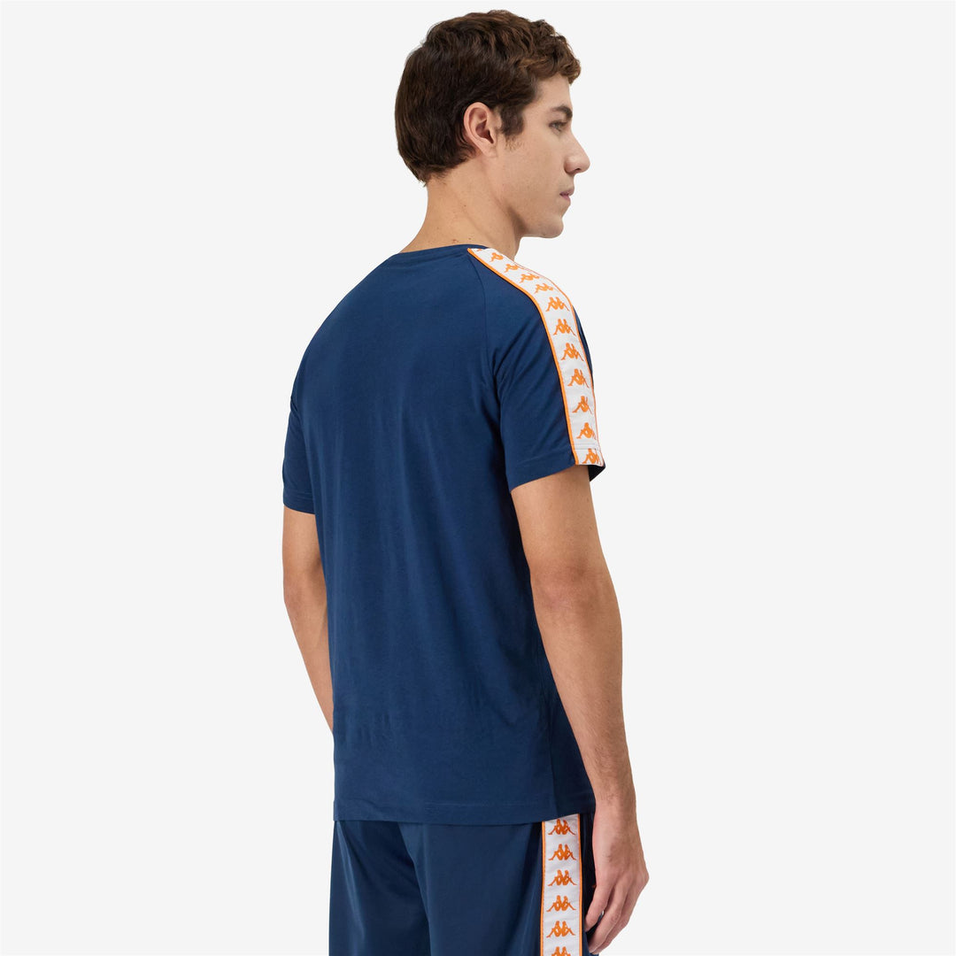 T-shirt sportiva slim fit da uomo blu e arancione main