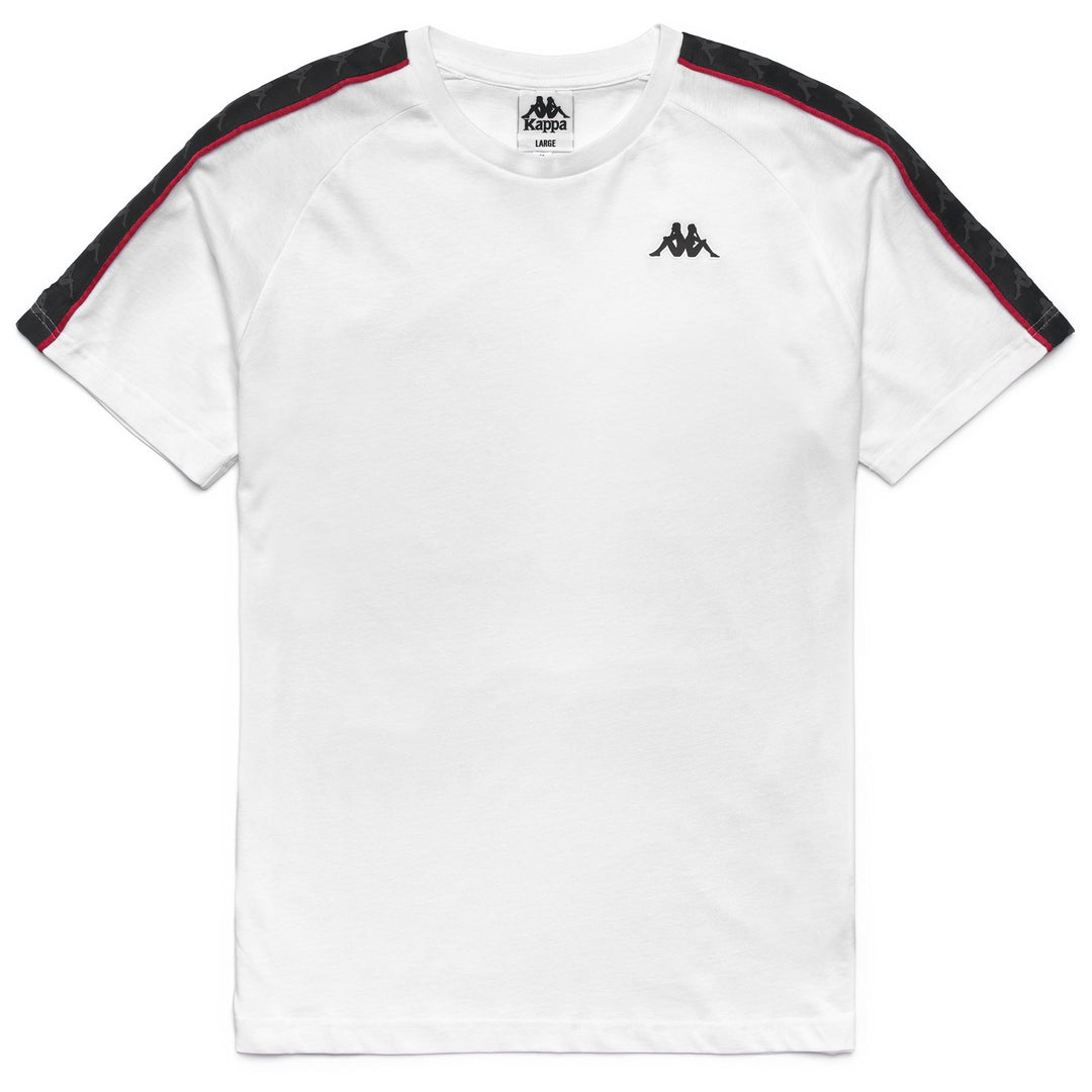 Camiseta blanca de corte entallado para hombre con logotipo y ribete de Omini 01