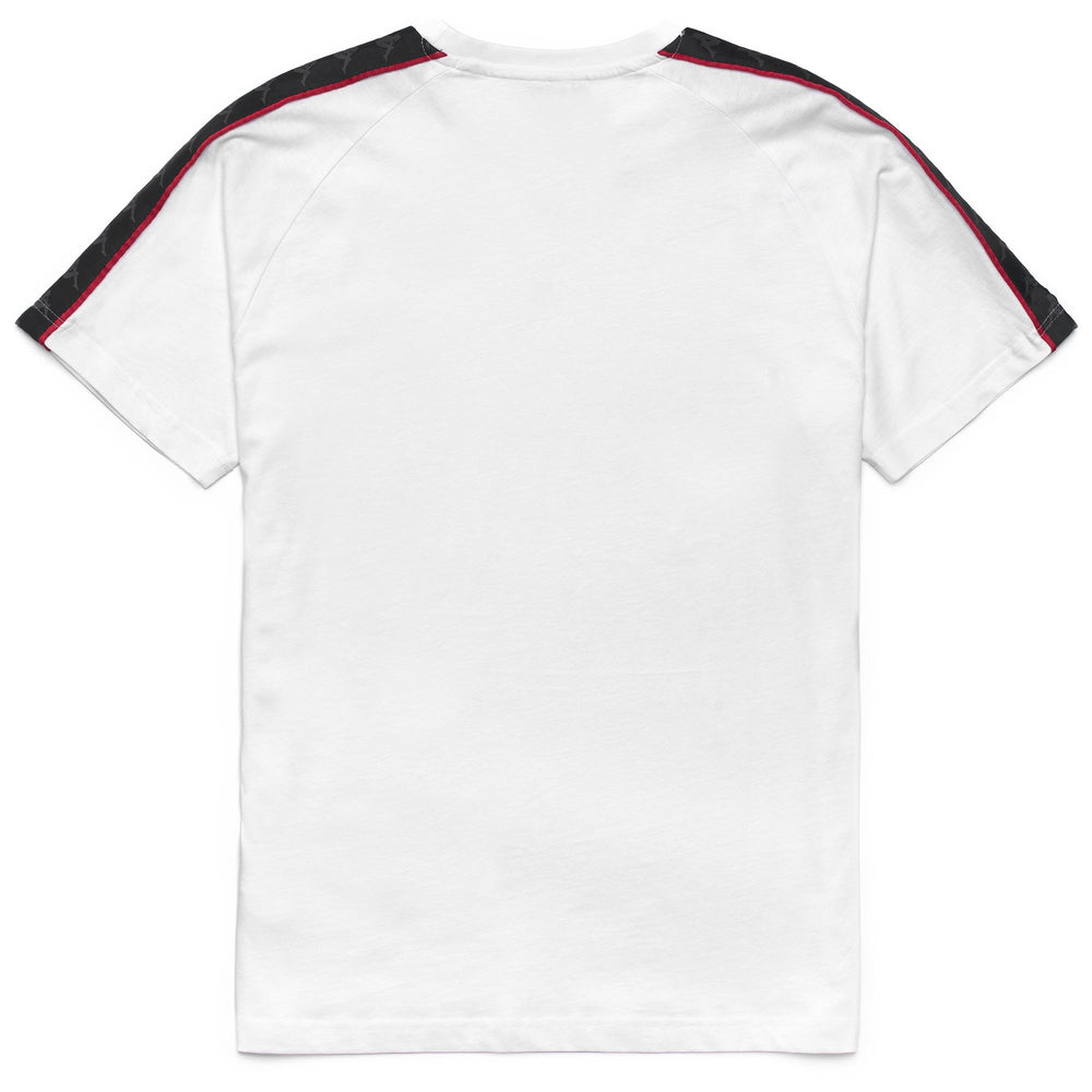 Camiseta blanca de corte entallado para hombre con logotipo y ribete de Omini 02