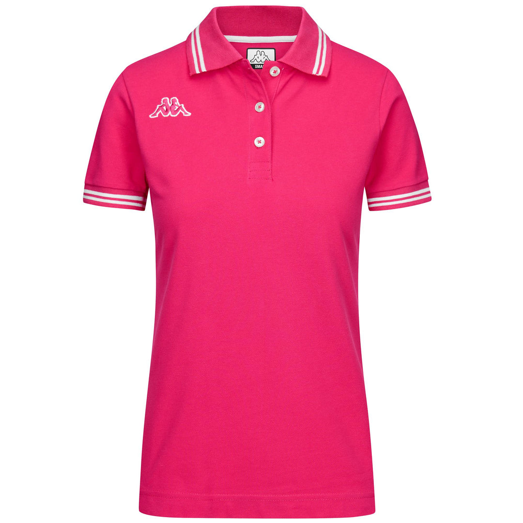Intense pink Women's Slim Fit Polo Shirt with Contrast Details 01