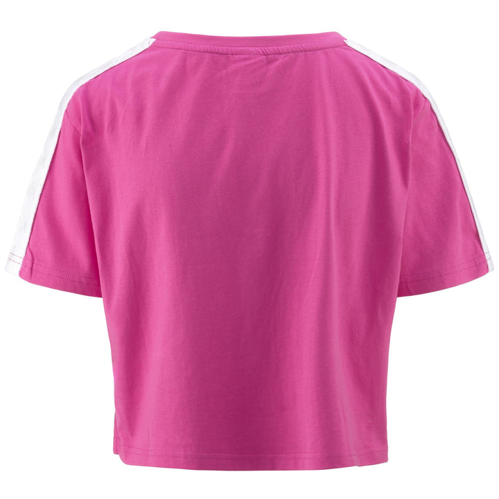T-ShirtsTop Woman 222 BANDA  APUA T-Shirt FUCHSIA LT - WHITE - GREY LT Dressed Side (jpg Rgb)		