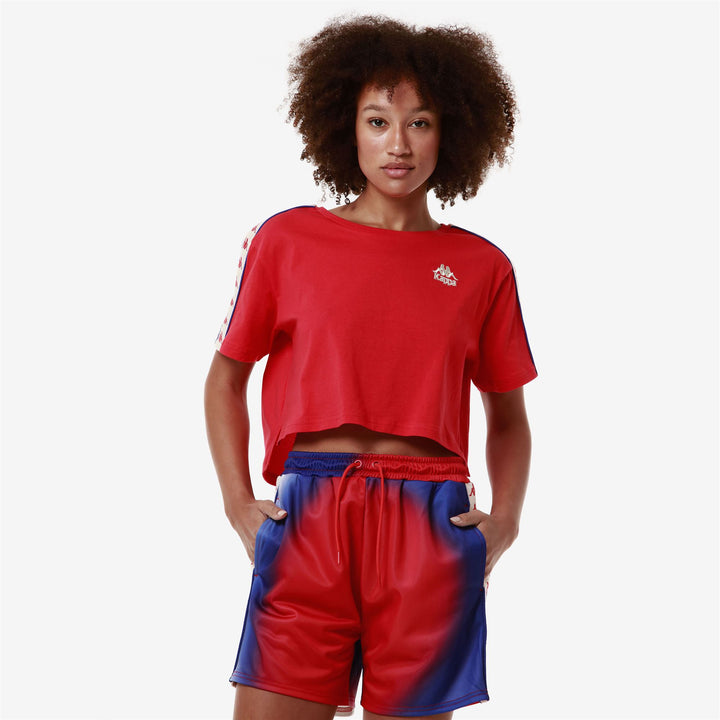 T-ShirtsTop Woman 222 BANDA  APUA T-Shirt RED-WHITE ANTIQUE-BLUE ROYAL Detail (jpg Rgb)			