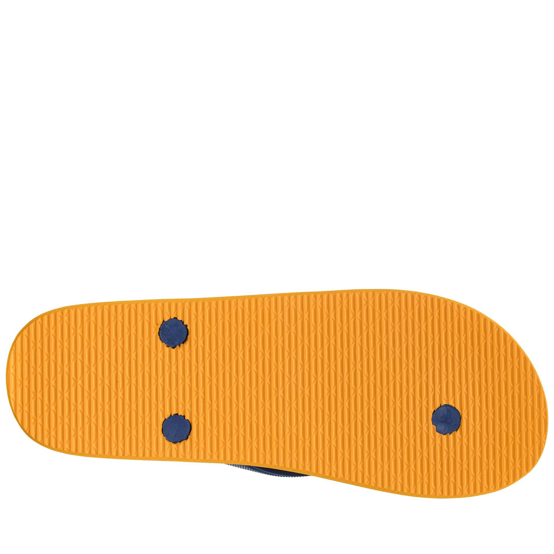 Flip-Flops Unisex LOGO MOKER Thongs YELLOW-BLUE Dressed Front (jpg Rgb)	