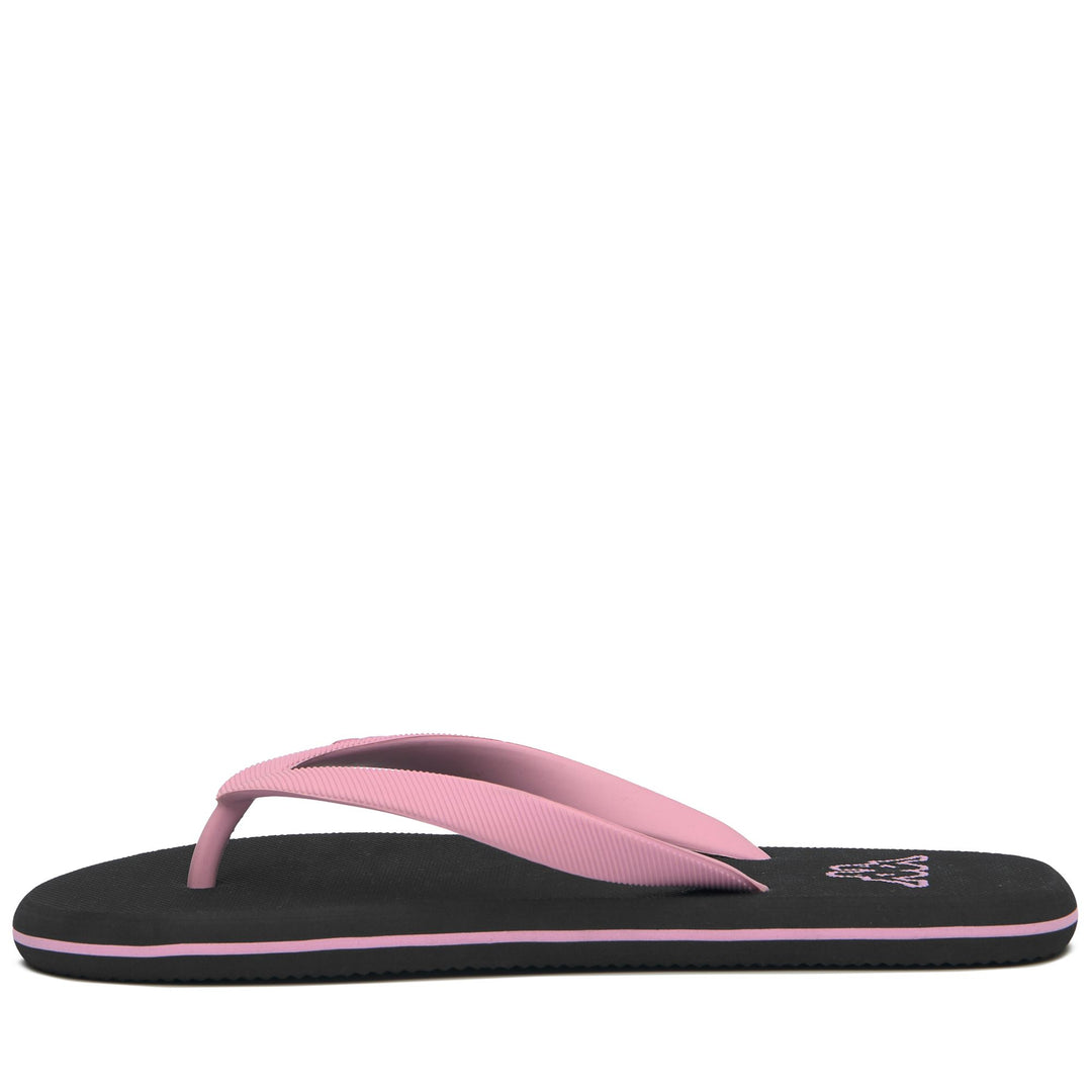 Tongs unisexes en caoutchouc noir et rose pour la natation main