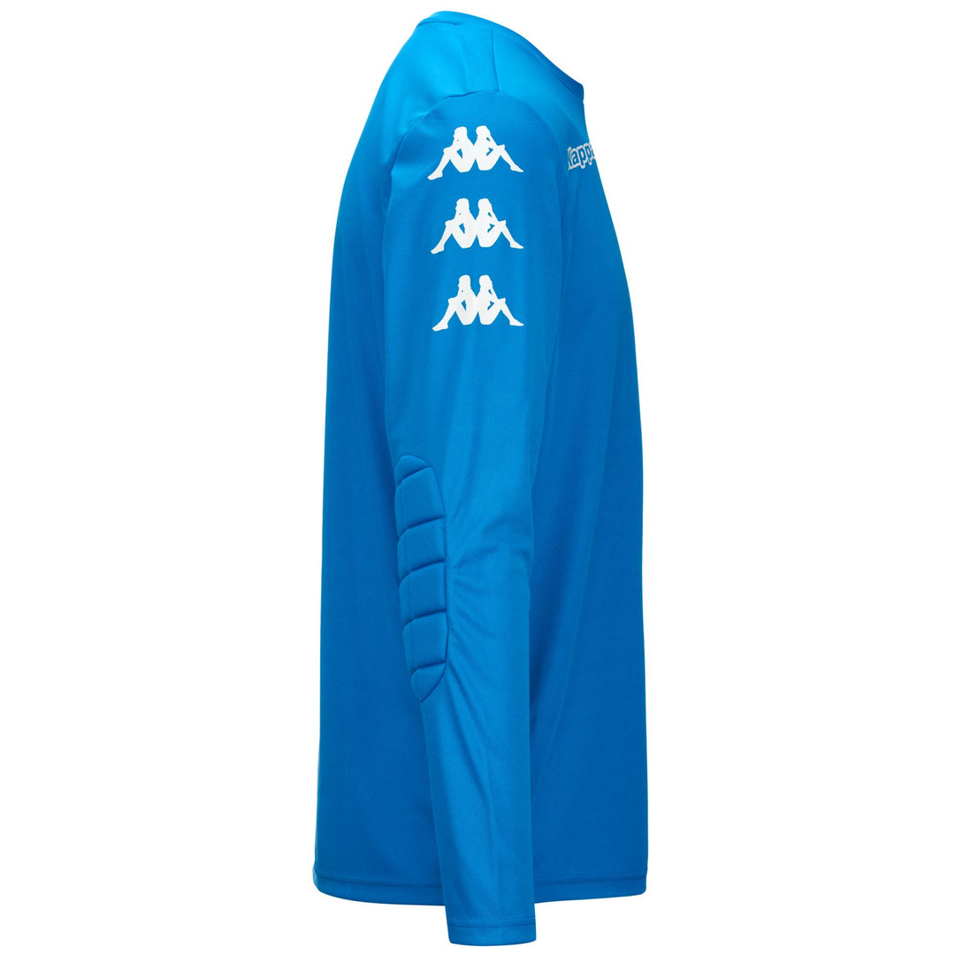 Maillot de gardien de but bleu pour homme, manches longues, en tissu texturé main
