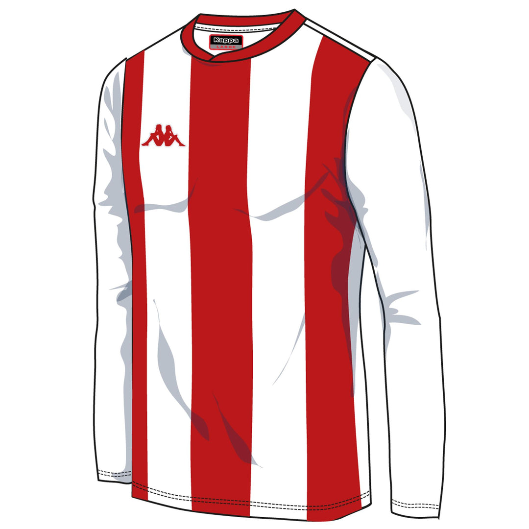 White red Men's Long Sleeve Soccer Game Shirt 01