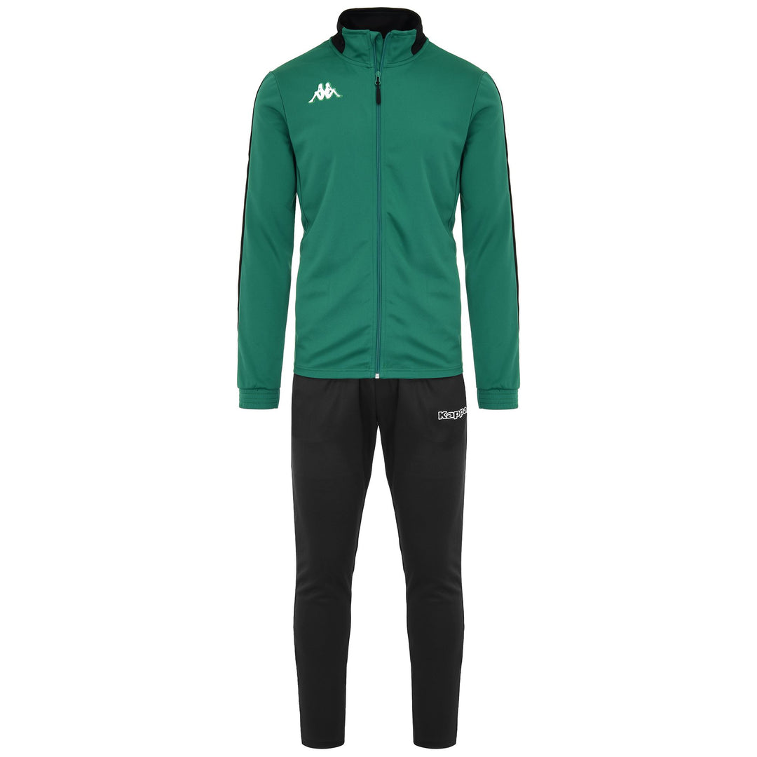 Black Green Men's Football Tracksuit in Piquè Polyester. 01