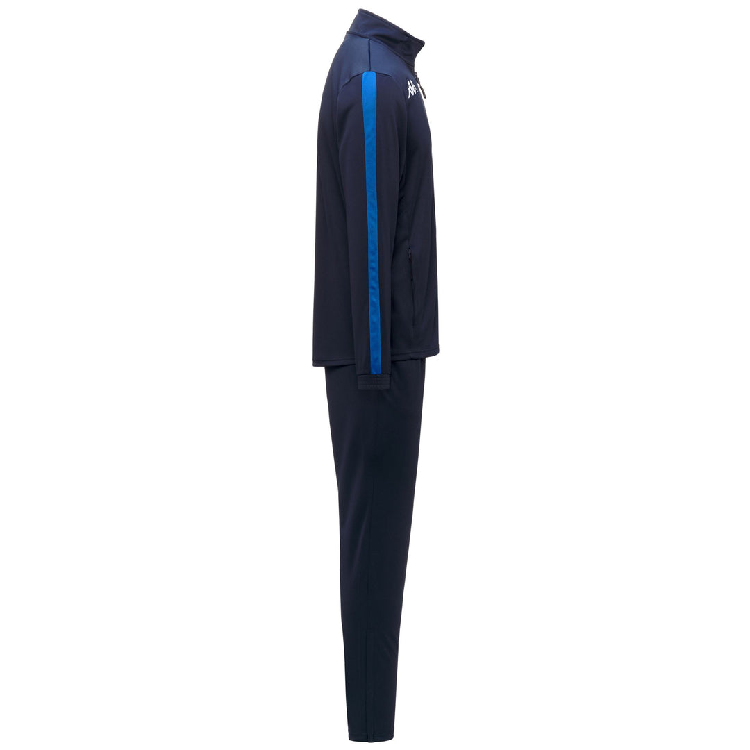 Survêtement de football bleu pour homme, coupe ajustée, en tissu piqué tricot main