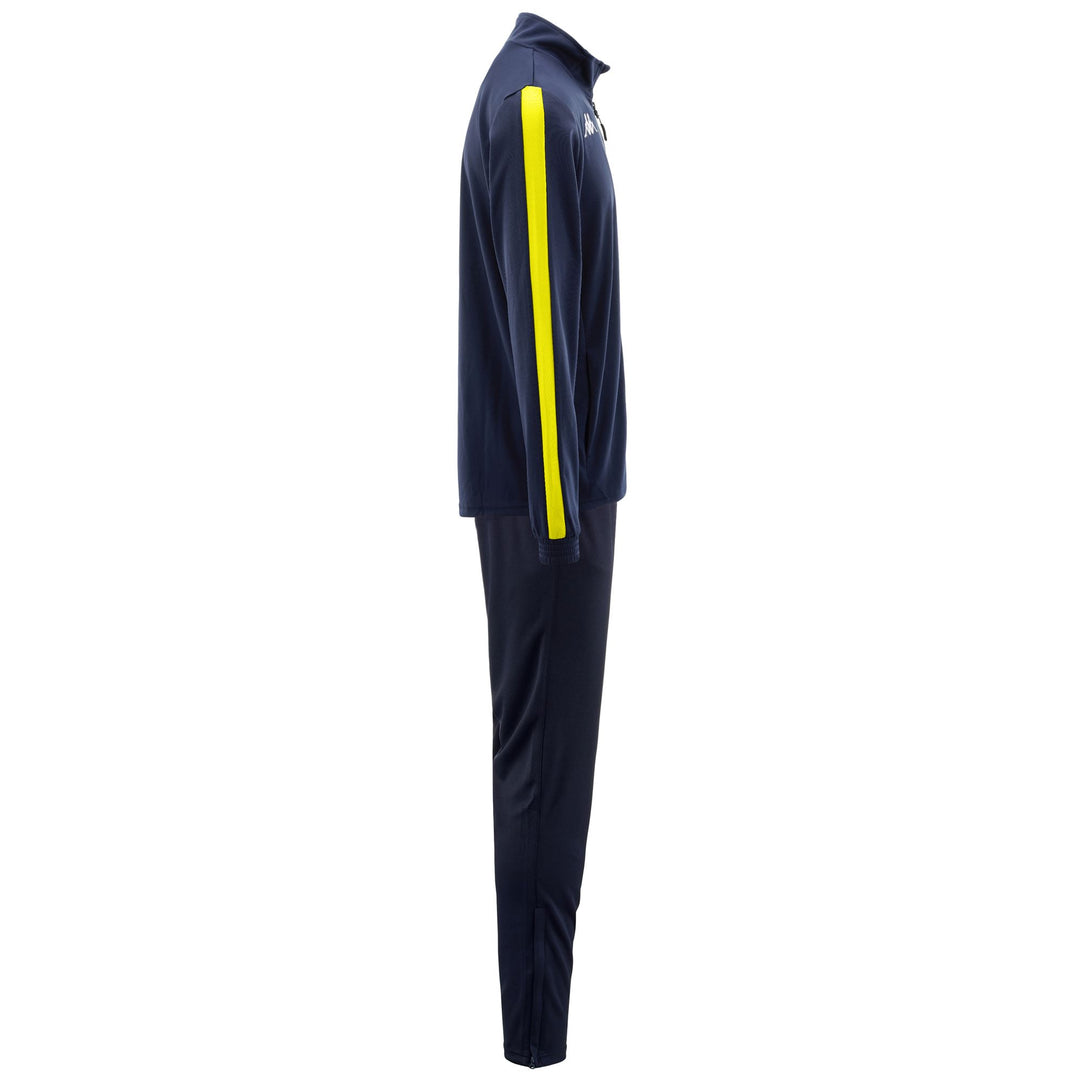 Survêtement de football bleu pour homme, coupe ajustée, en tissu piqué tricot main
