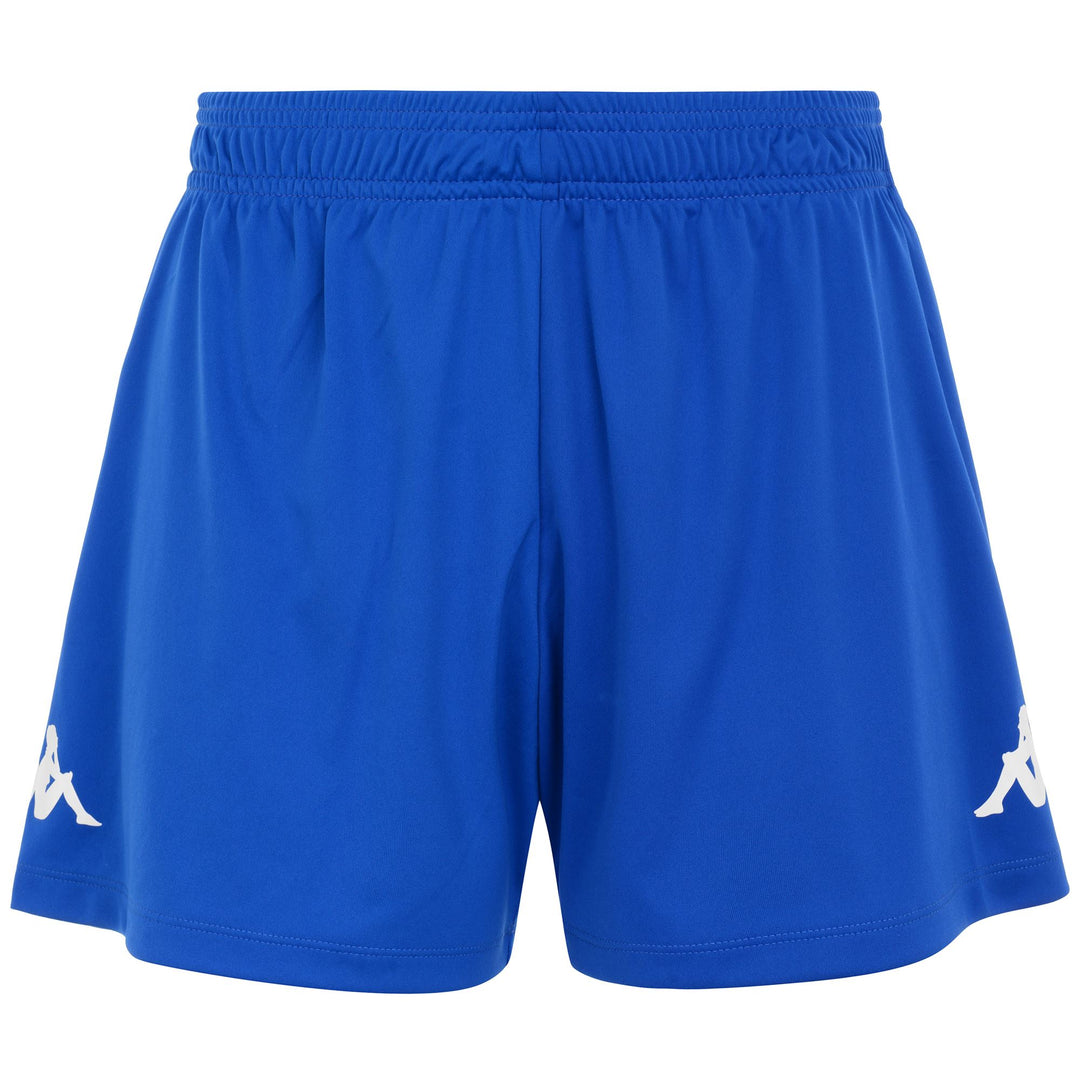 Pantaloncini da allenamento da calcio da donna, blu, vestibilità slim, in tessuto interlock. 01