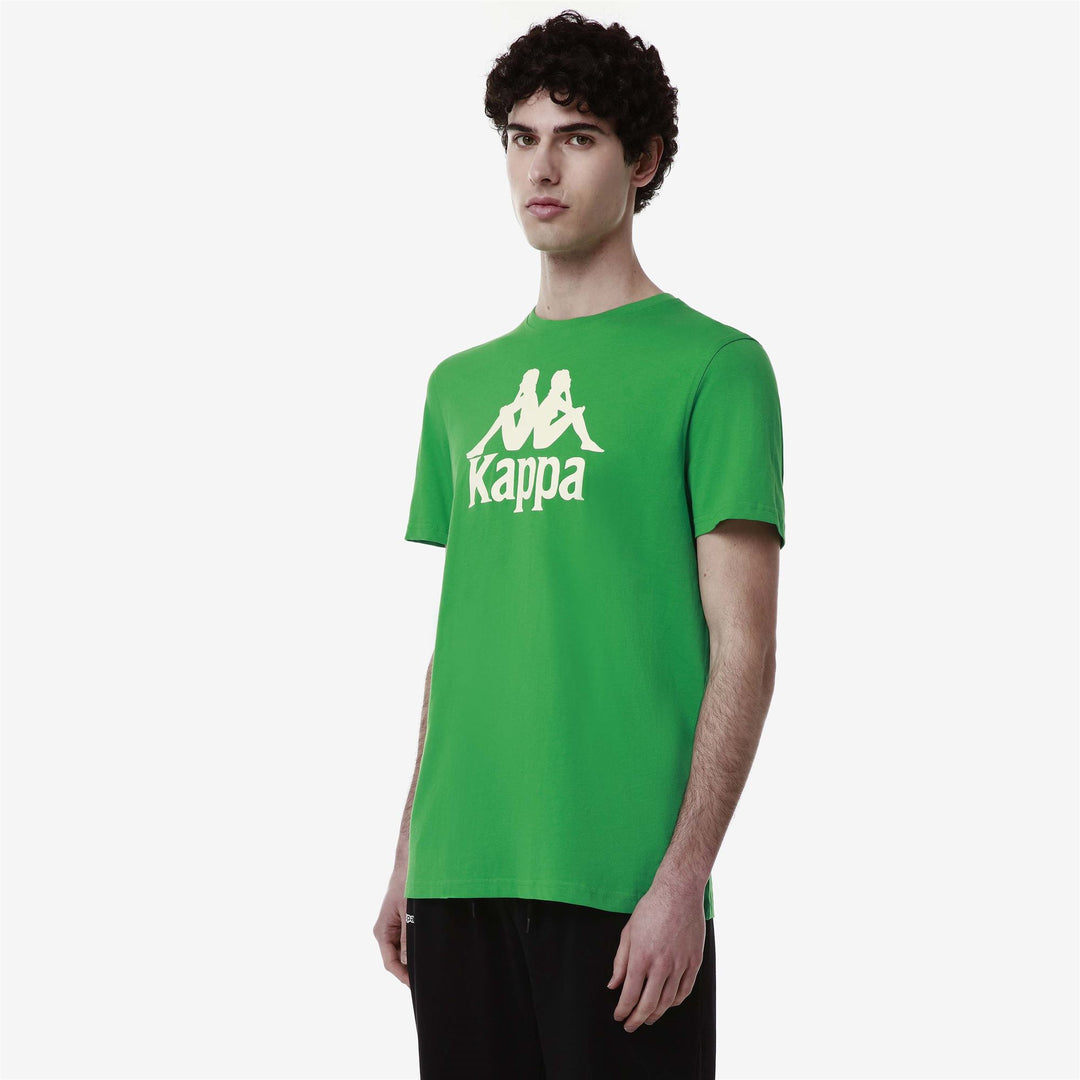 T-ShirtsTop Man AUTHENTIC   ESTESSI T-Shirt GREEN FERN - WHITE ANTIQUE Dressed Front Double		