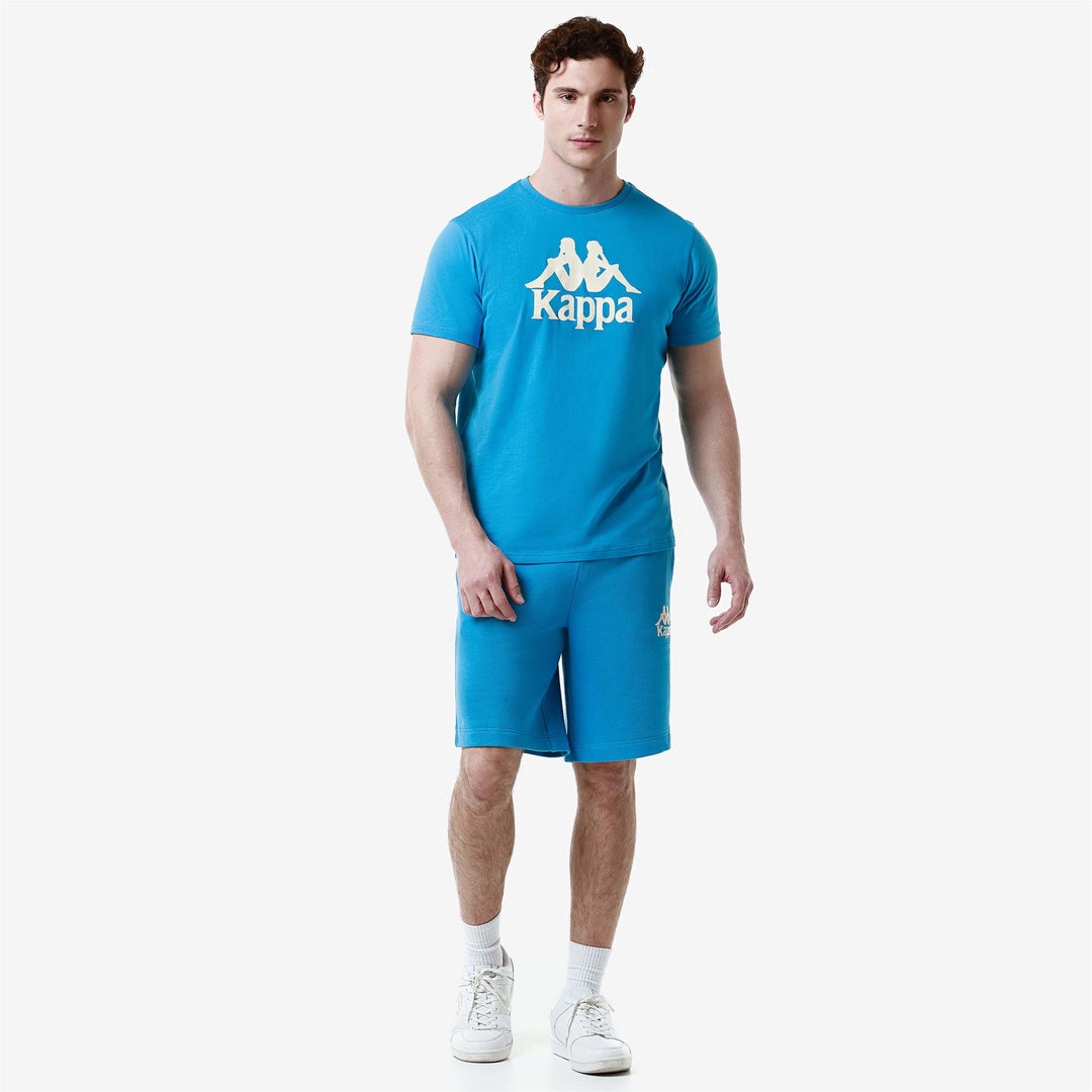 T-ShirtsTop Man AUTHENTIC   ESTESSI T-Shirt BLUE MALIBU - WHITE ANTIQUE Dressed Back (jpg Rgb)		
