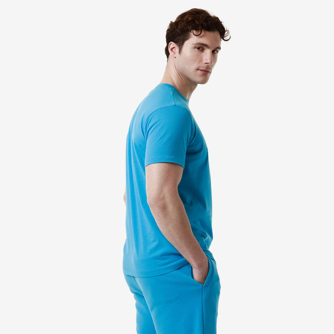 T-ShirtsTop Man AUTHENTIC   ESTESSI T-Shirt BLUE MALIBU - WHITE ANTIQUE Detail Double				
