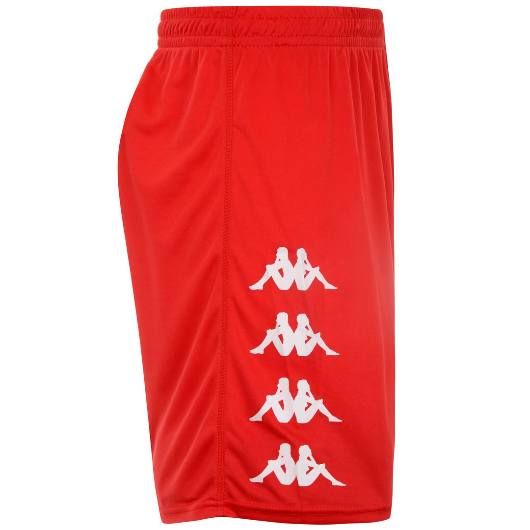 Short d'entraînement de football rouge pour homme, coupe classique, en tissu interlock main