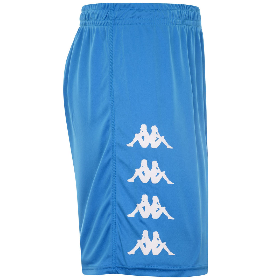 Short d'entraînement de football bleu pour homme, coupe classique, en tissu interlock main