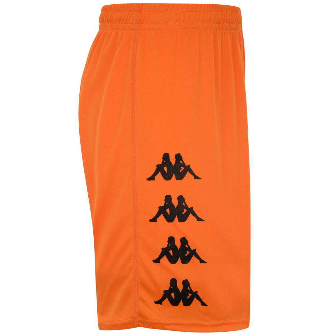 Short d'entraînement de football orange pour homme, coupe classique, en tissu interlock main