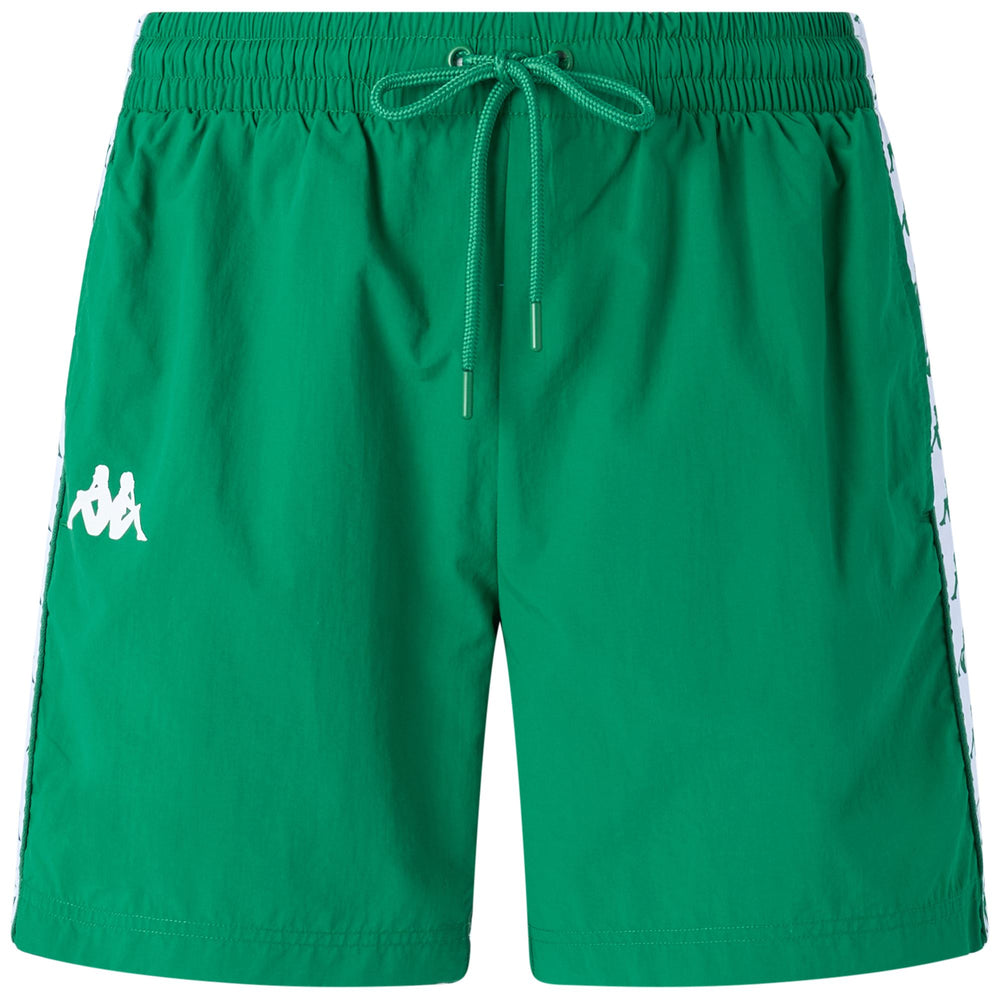 Bañador deportivo para hombre, color verde y blanco, con cintura elástica 02