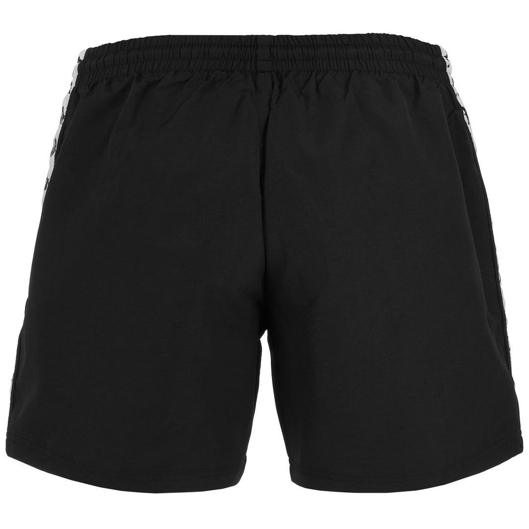 Black White Men's Sport Swimming Trunks with Elastic Waistband main