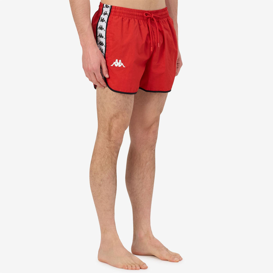 Short de bain homme rouge coupe classique en taslan tissé main