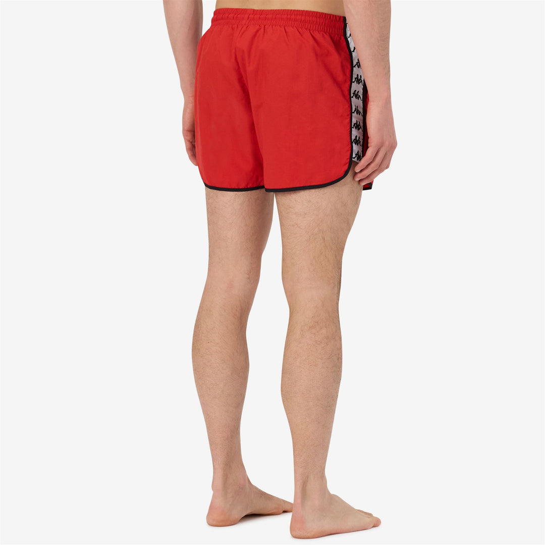 Short de bain homme rouge coupe classique en taslan tissé main