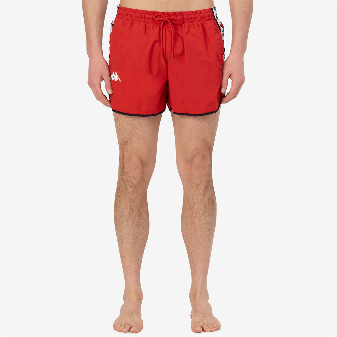 Short de bain homme rouge coupe classique en taslan tissé main