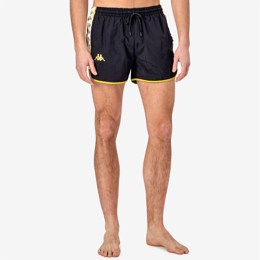 Short de bain noir pour homme, coupe classique, avec slip en filet main