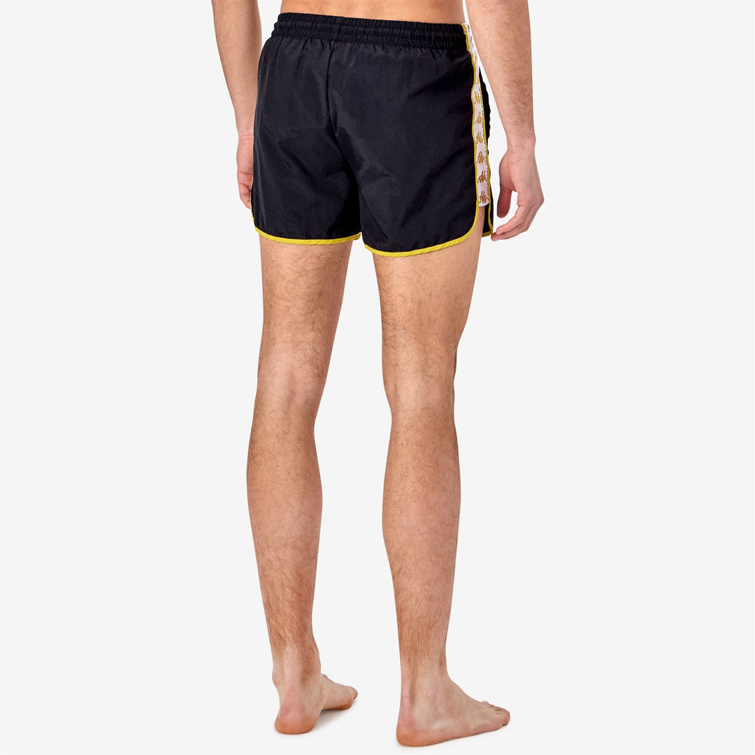 Short de bain noir pour homme, coupe classique, avec slip en filet main