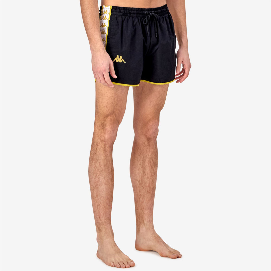 Short de bain noir pour homme, coupe classique, avec slip en filet main