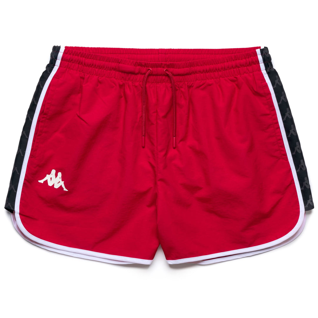 Maillot de bain rouge pour homme avec cordon de serrage et poches latérales 01