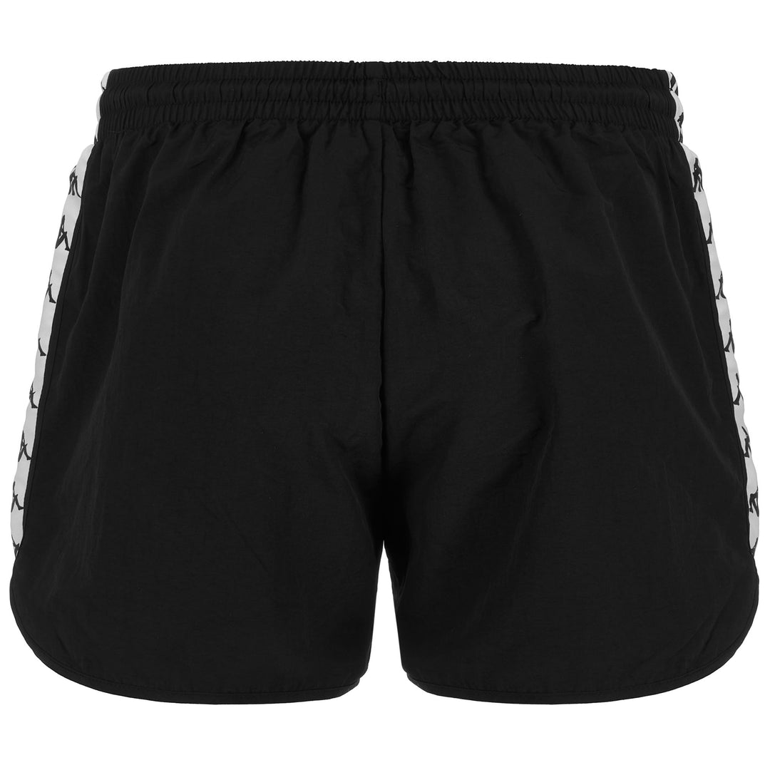 Black White Men's Sport Swimming Trunks with Elastic Waistband main