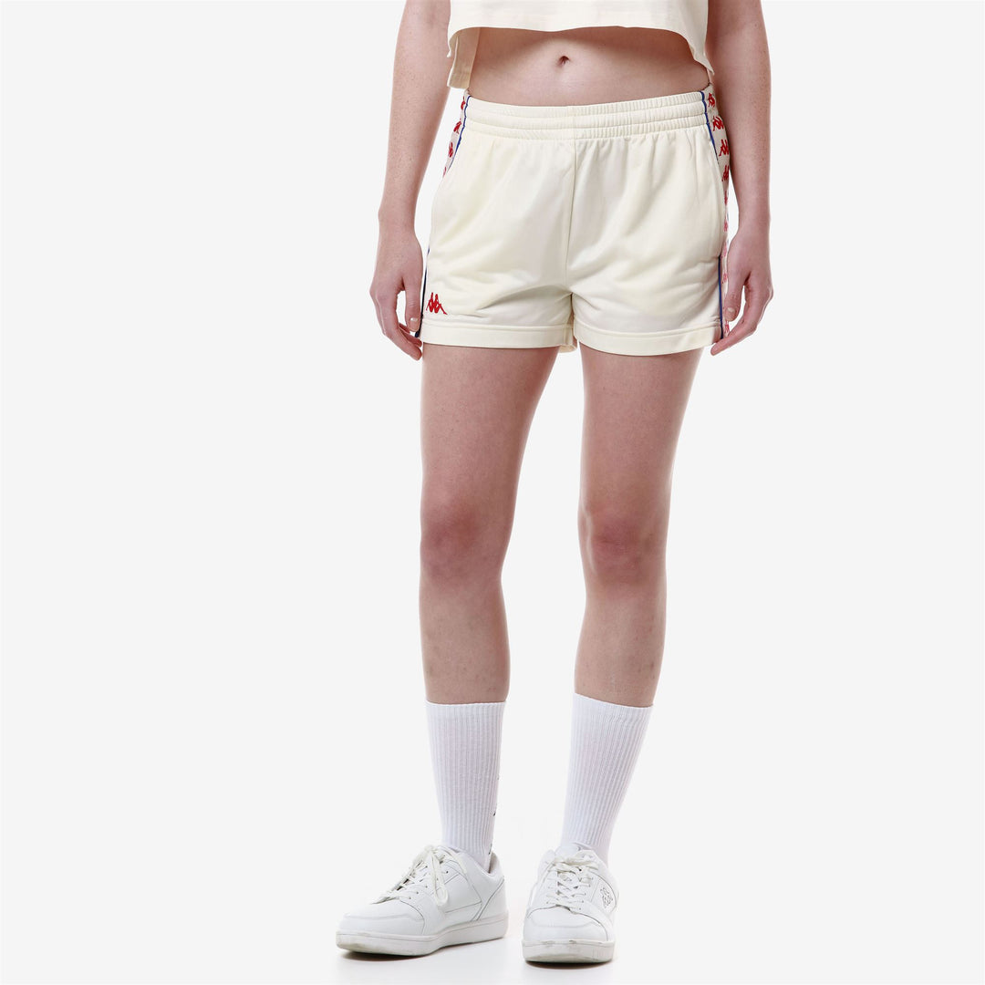 Shorts Woman 222 BANDA   LADYTREAD Sport  Shorts WHITE ANTIQUE-RED-BLUE ROYAL Detail (jpg Rgb)			
