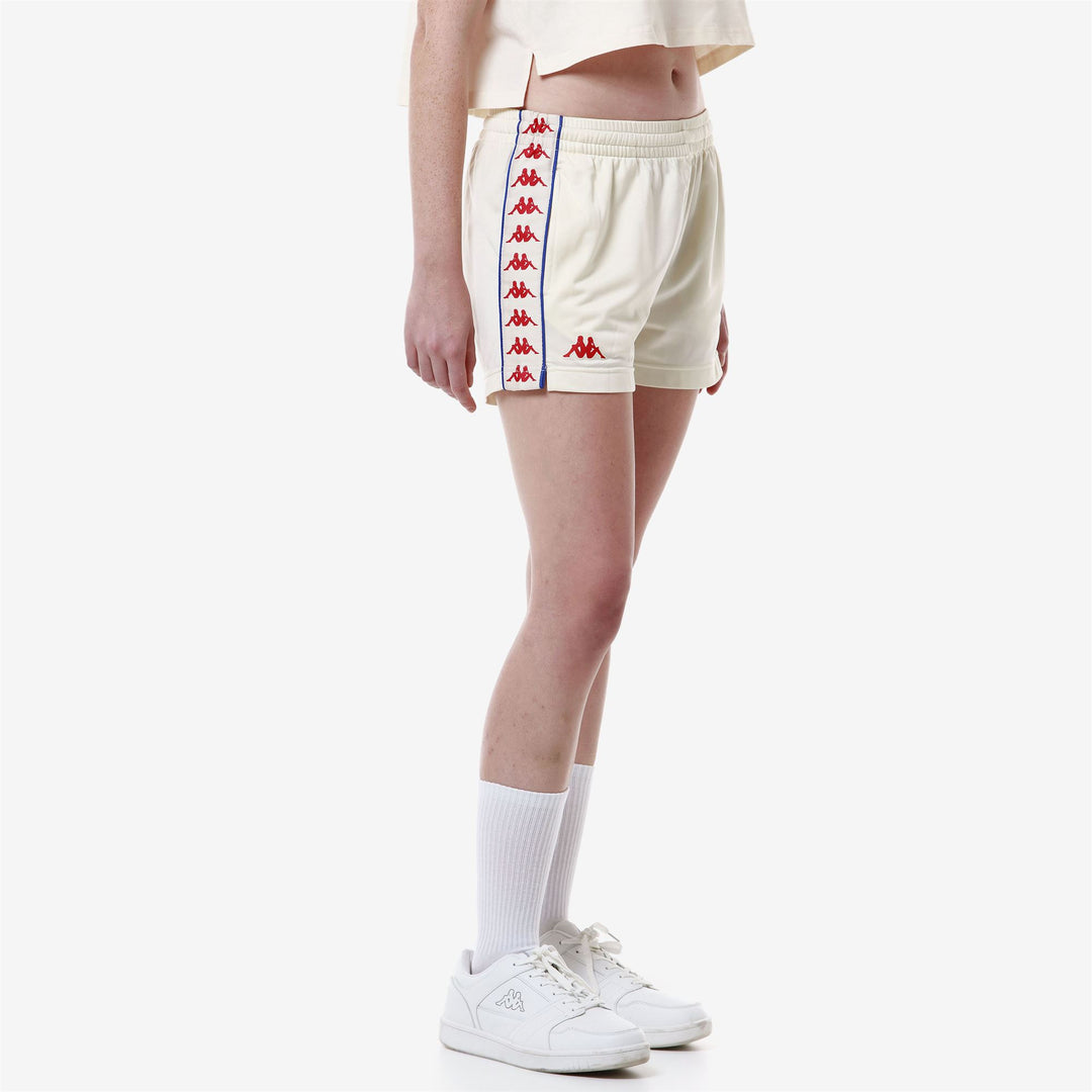Shorts Woman 222 BANDA   LADYTREAD Sport  Shorts WHITE ANTIQUE-RED-BLUE ROYAL Dressed Front Double		