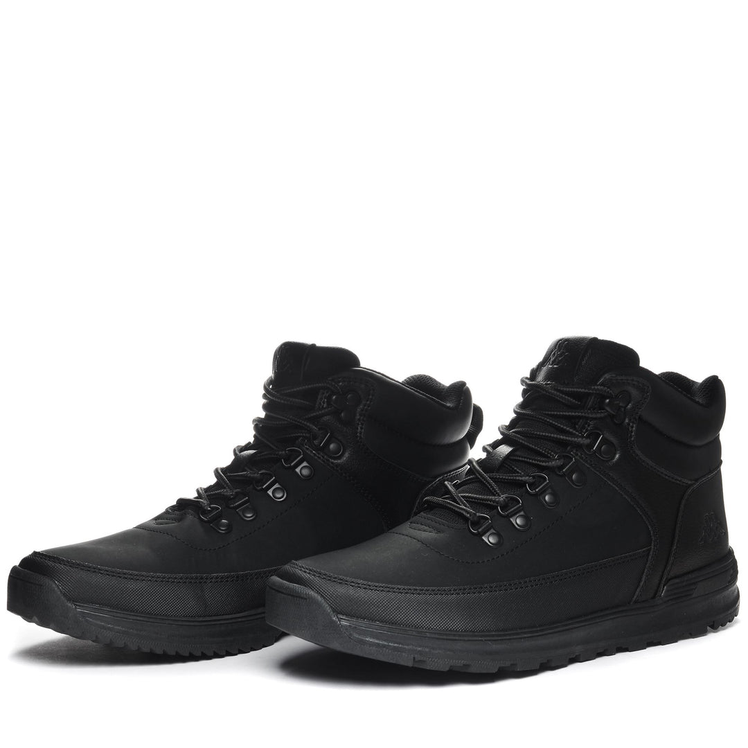 Black Men's Mid Cut Walking Ankle Boots in Synthetic Leather 01