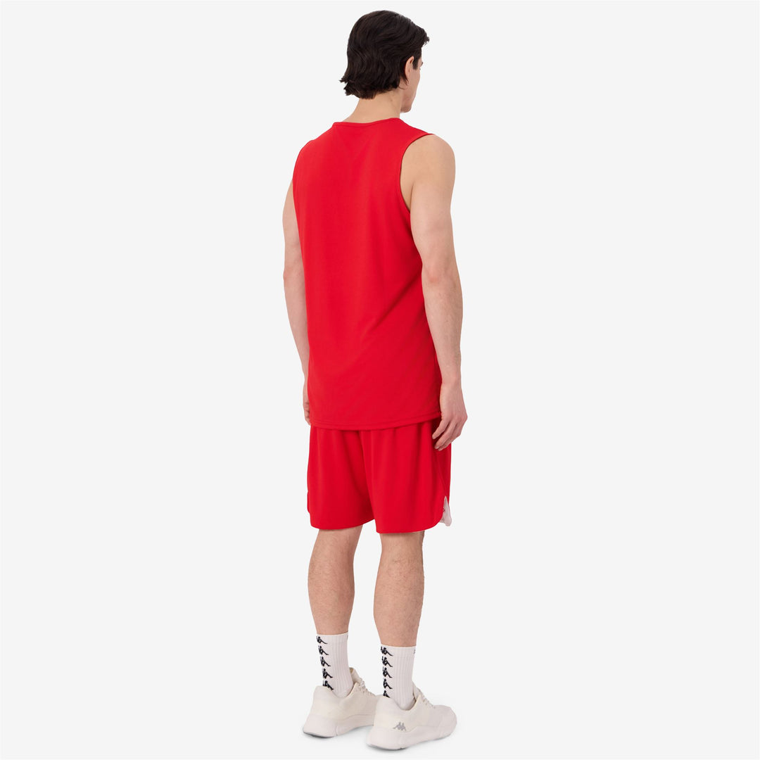 Ensemble short et débardeur de basketball réversible rouge pour homme, coupe classique main