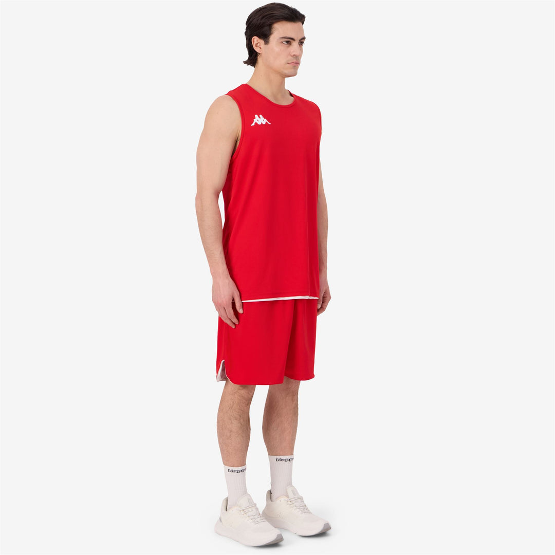 Ensemble short et débardeur de basketball réversible rouge pour homme, coupe classique main