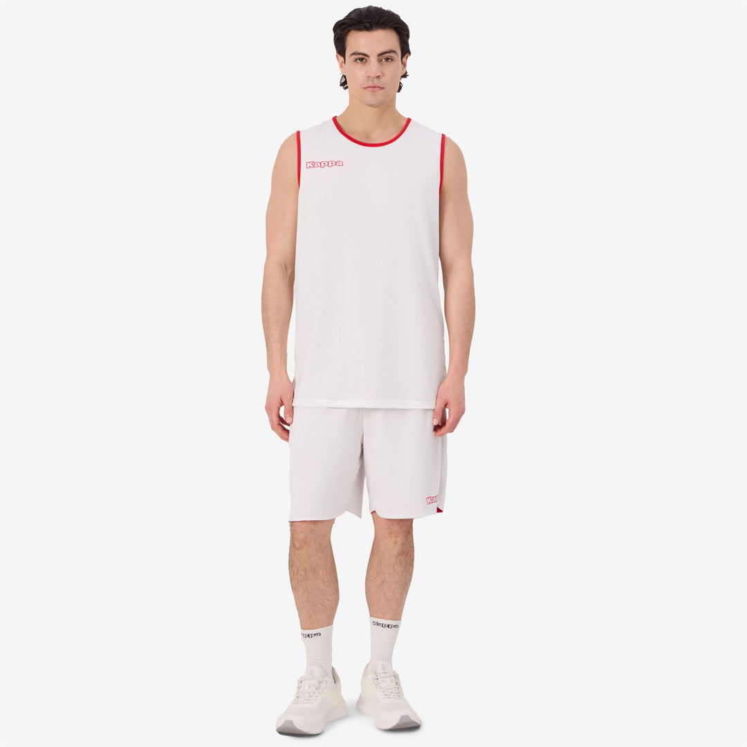 Ensemble short et débardeur de basketball réversible rouge pour homme, coupe classique main