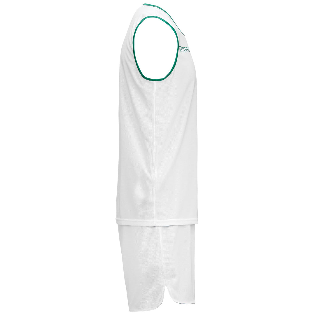 Green White Men's Reversible Basketball Shorts and Tank Set 01