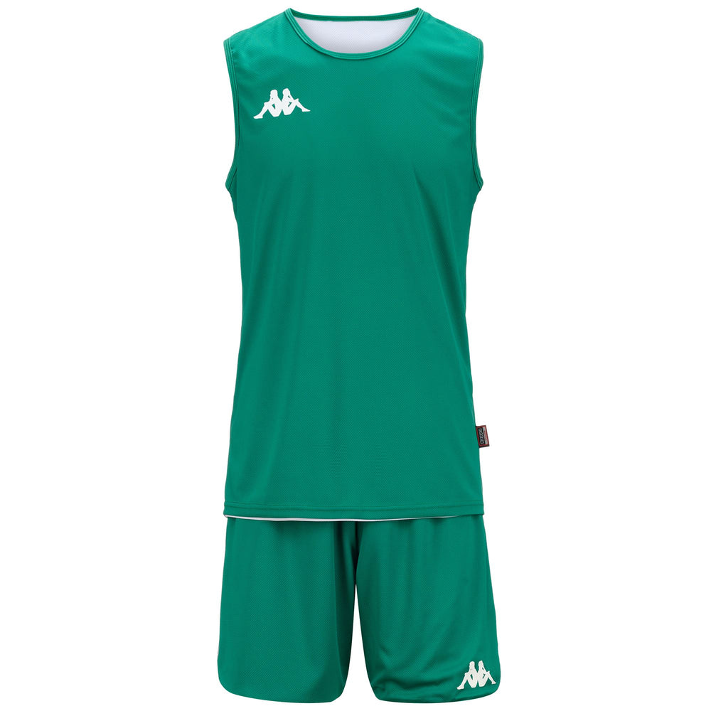 Green White Men's Reversible Basketball Shorts and Tank Set 02