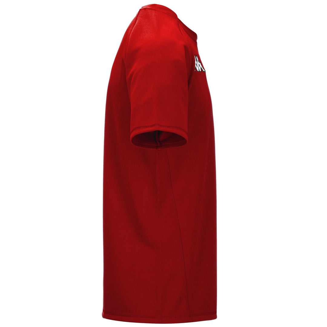 Maillot d'entraînement de rugby rouge pour homme, coupe ajustée, en tissu interlock main