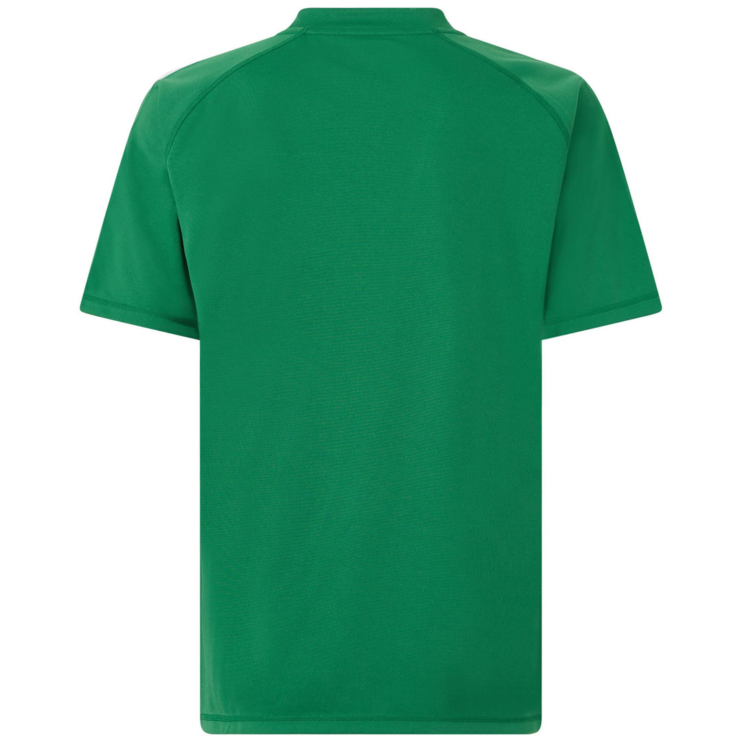 Camiseta de entrenamiento de rugby verde de corte entallado para hombre en tejido interlock main