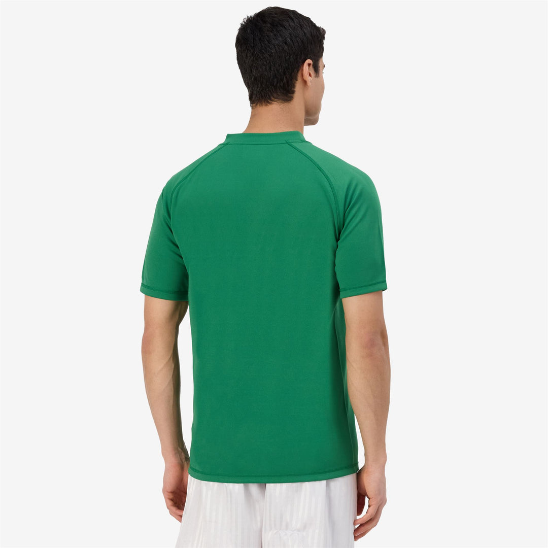 Camiseta de entrenamiento de rugby verde de corte entallado para hombre en tejido interlock main