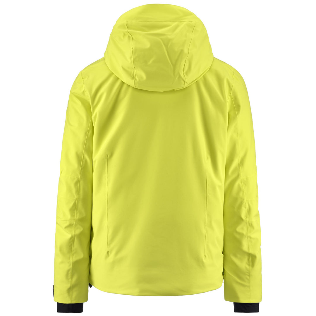 Veste de ski rembourrée jaune pour homme, coupe ajustée, avec protection imperméable main