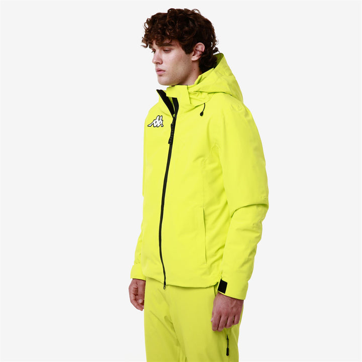 Jackets Man 6CENTO 606 Mid YELLOW LIME - BLACK Dressed Front Double		