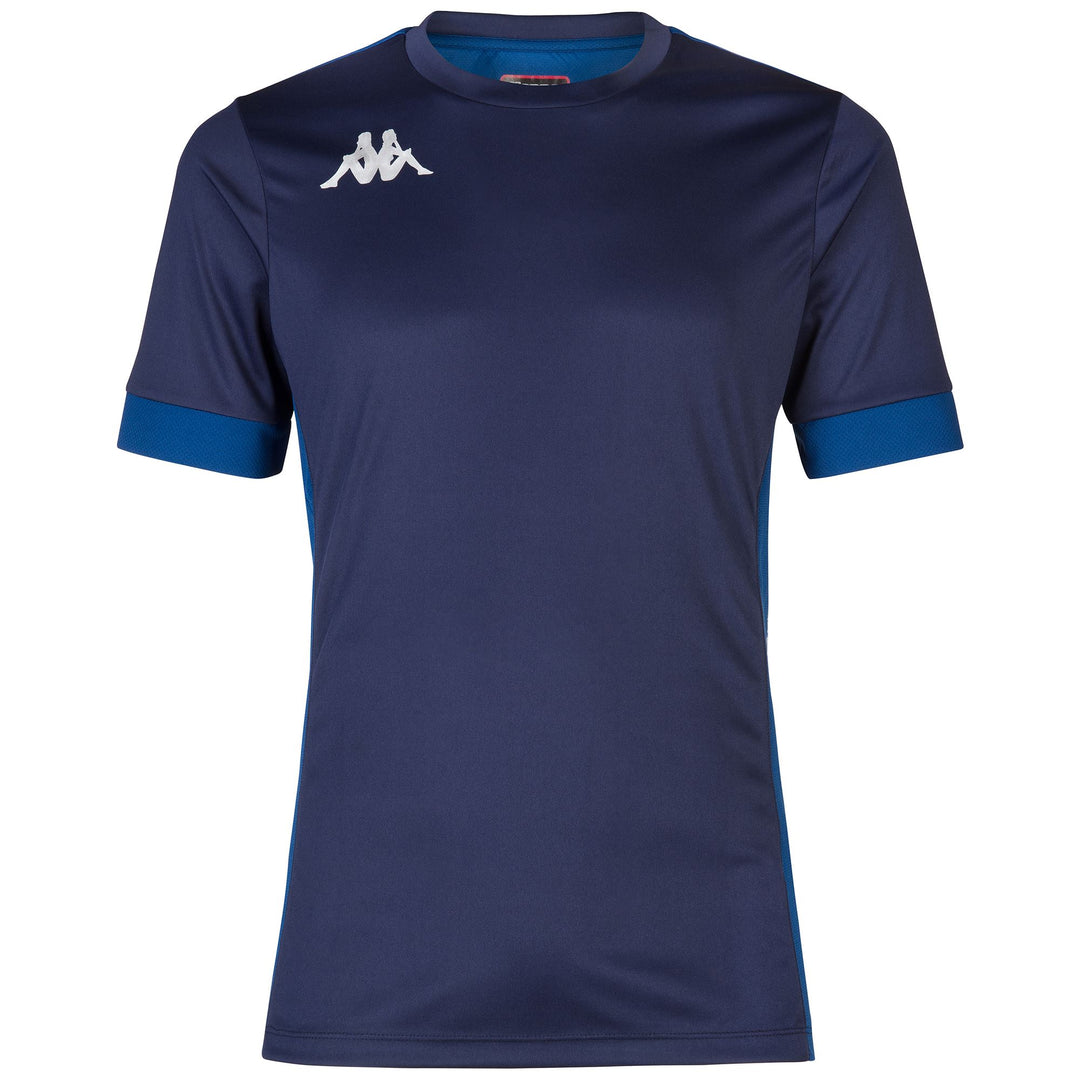 Camiseta azul de entrenamiento de fútbol para hombre en tejido de malla con corte regular 01