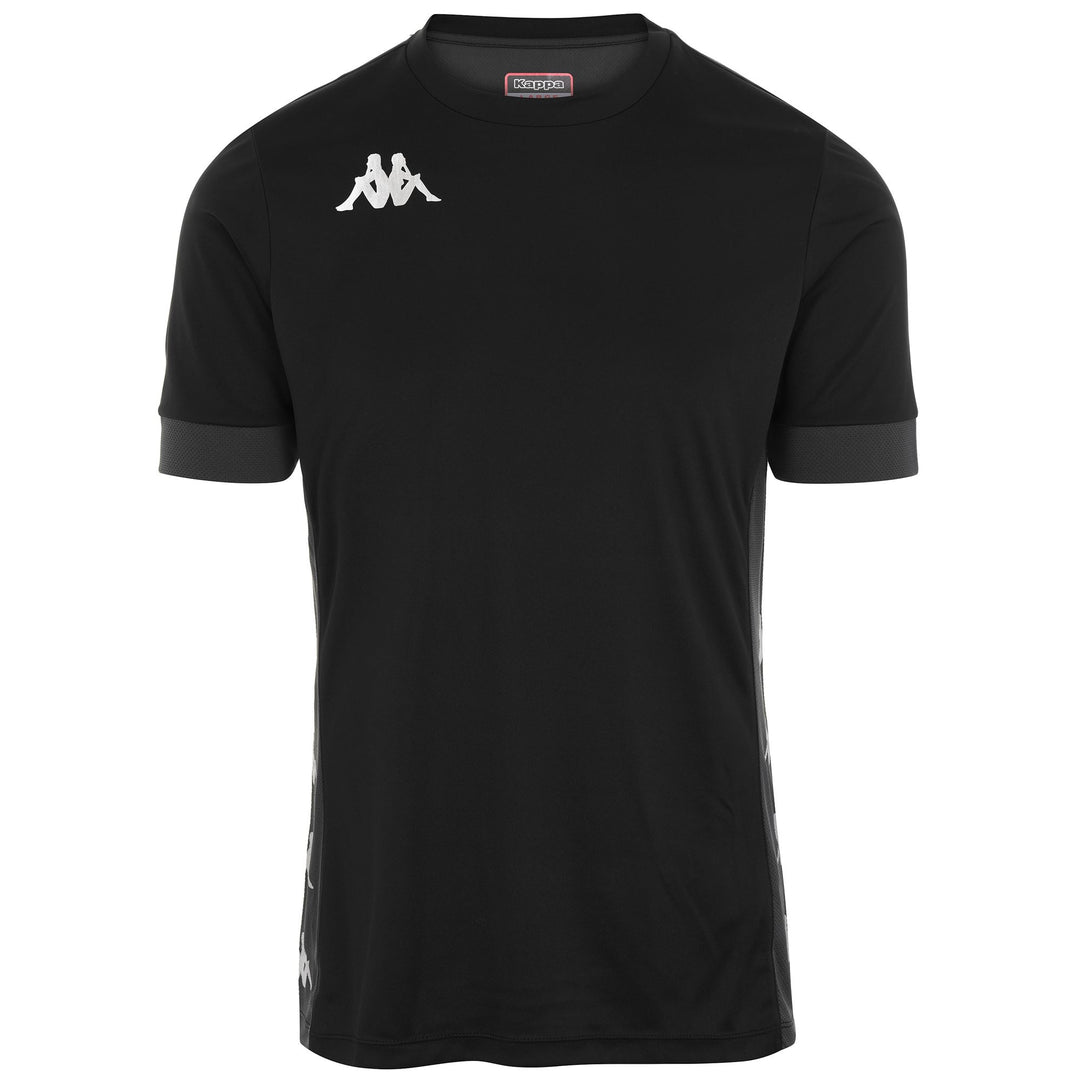 Black Men's Regular Fit Soccer Shirt in Interlock and Mesh Fabric 01