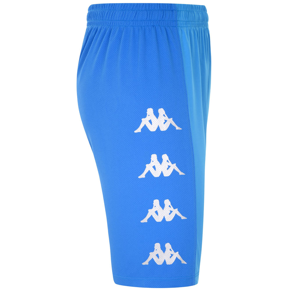 Short d'entraînement de football bleu pour homme, coupe ajustée, en tissu interlock et mesh 02