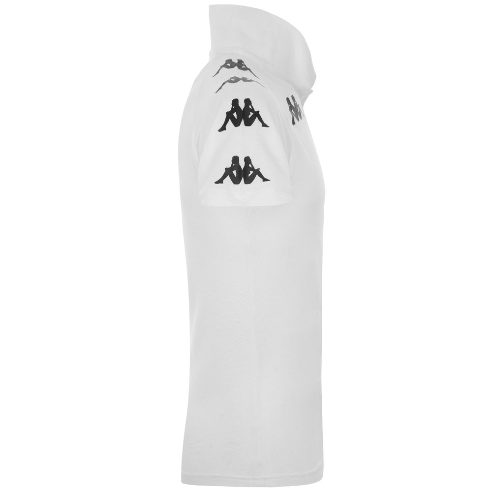 White Men's Slim Fit Soccer Polo Shirt in Textured Cotton 02