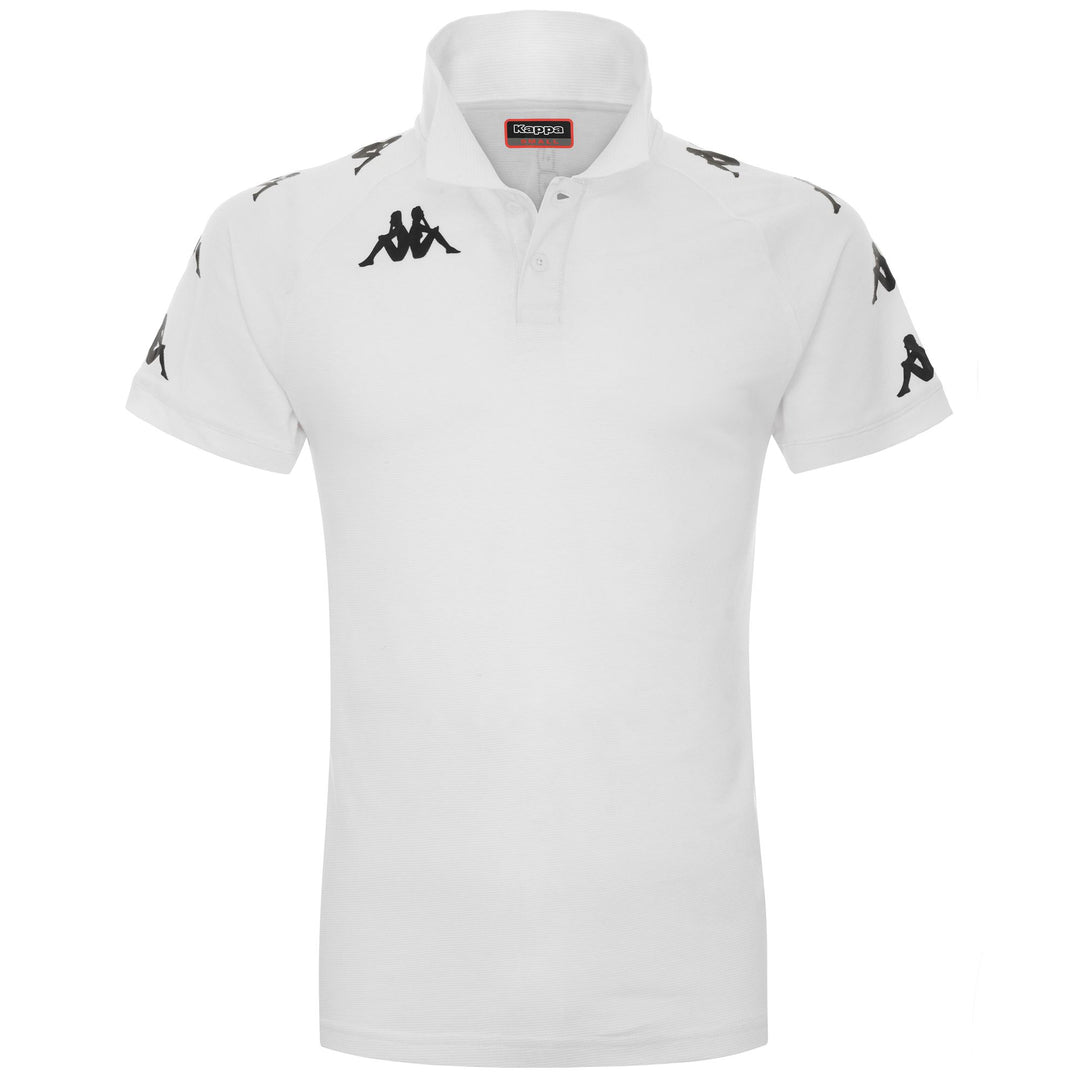 White Men's Slim Fit Soccer Polo Shirt in Textured Cotton 01