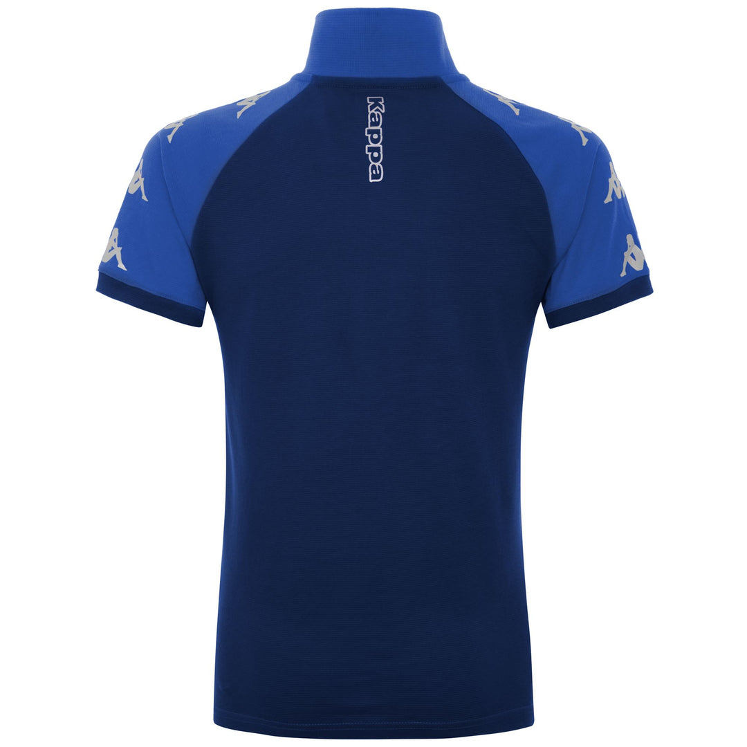 Blue Men's Slim Fit Polo Shirt in Textured Cotton for Soccer main